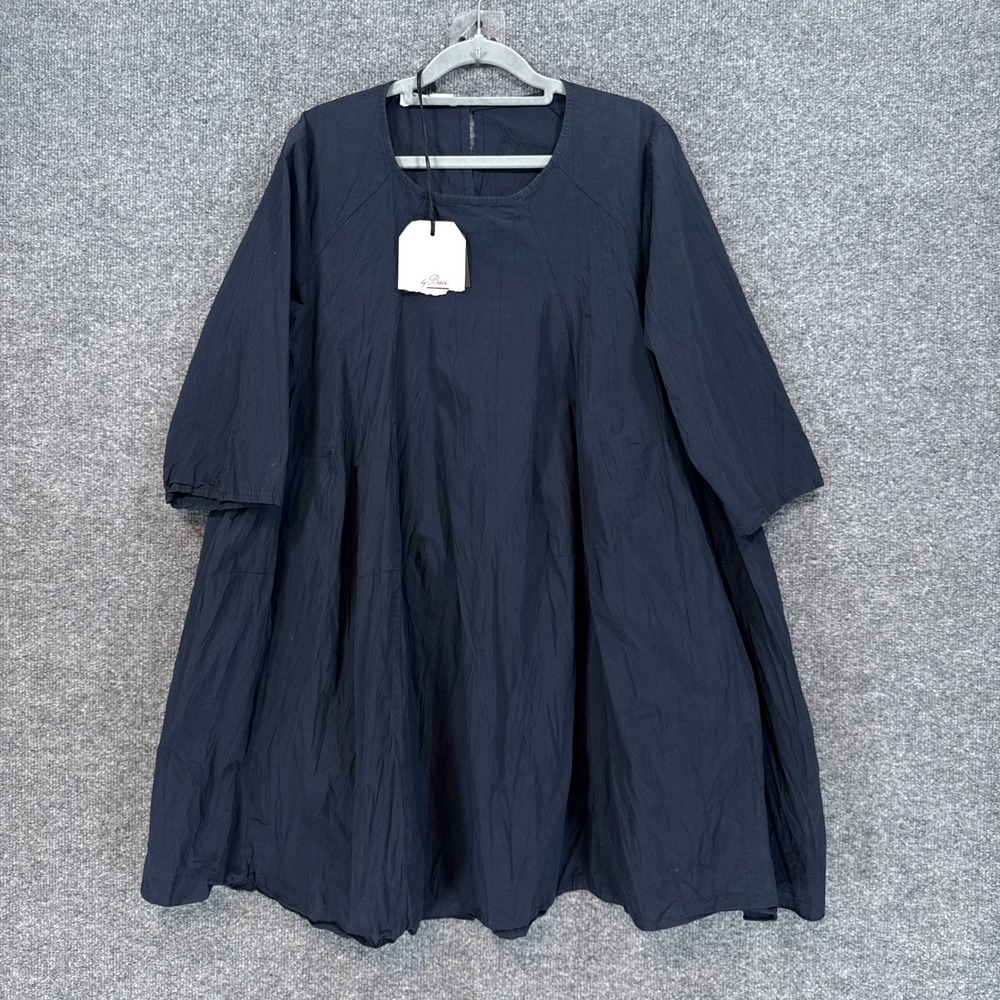 Amici by Baci Dress Womens Small Blue Oversized Babydoll Italian Cotton NEW